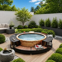 Hot Tub Surround Specifications: Black Poly Rattan Design