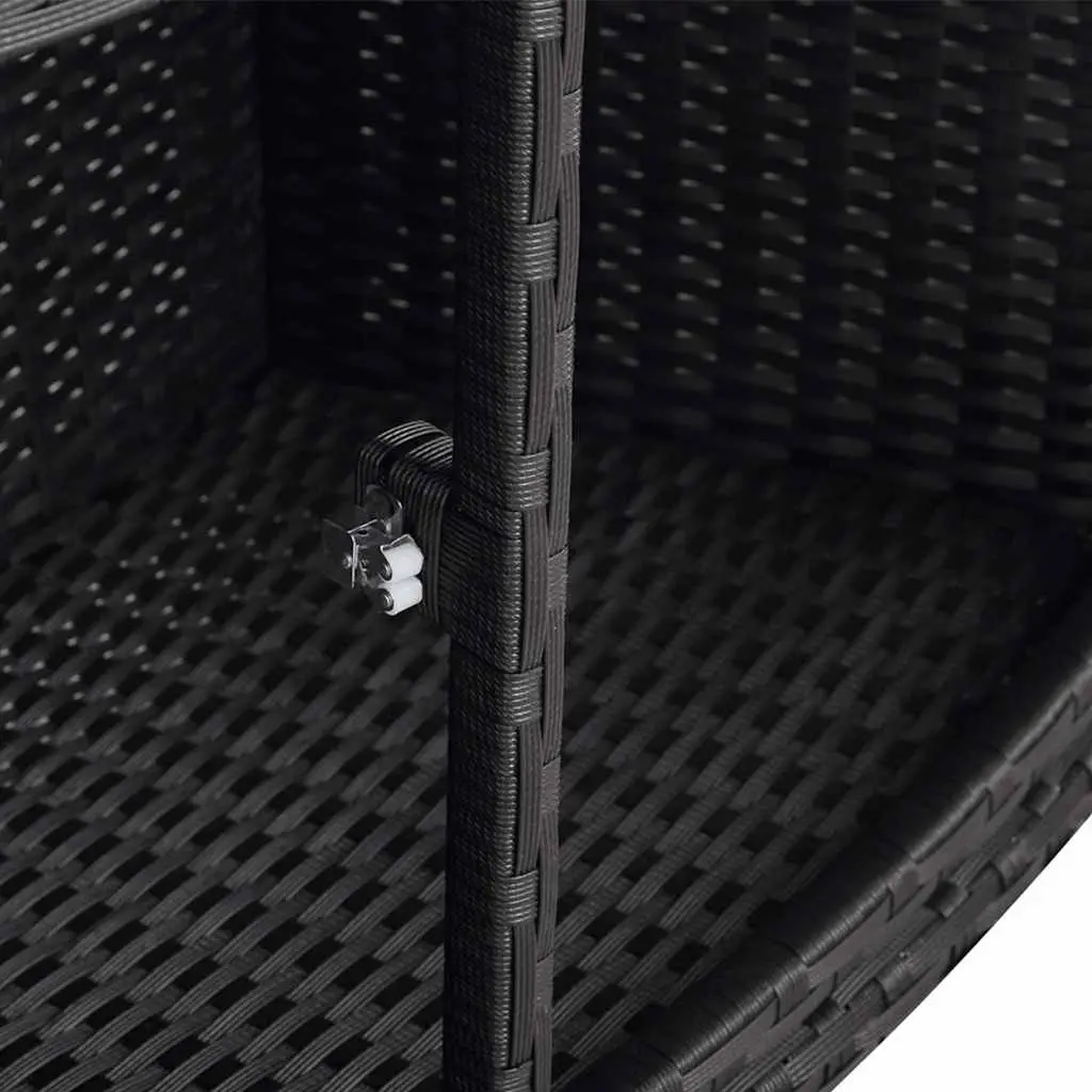 Poly Rattan Hot Tub Surround Black Spa Cabinet Round Inflatable Spa Storage