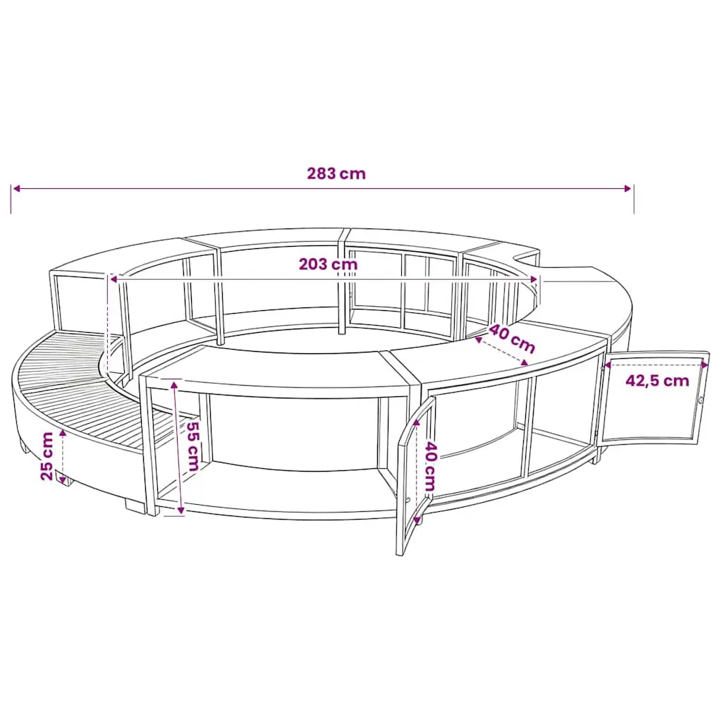 Poly Rattan Hot Tub Surround Black Spa Cabinet Round Inflatable Spa Storage