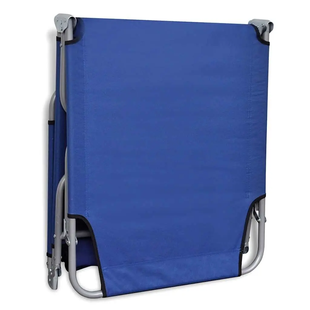 Blue Folding Sun Lounger with Adjustable Backrest