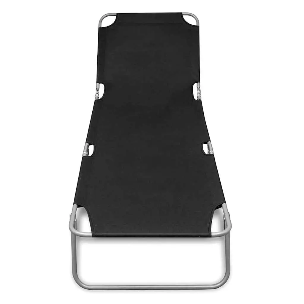 Sun Lounger Outdoor Garden Adjustable Backrest Folding Chair Black