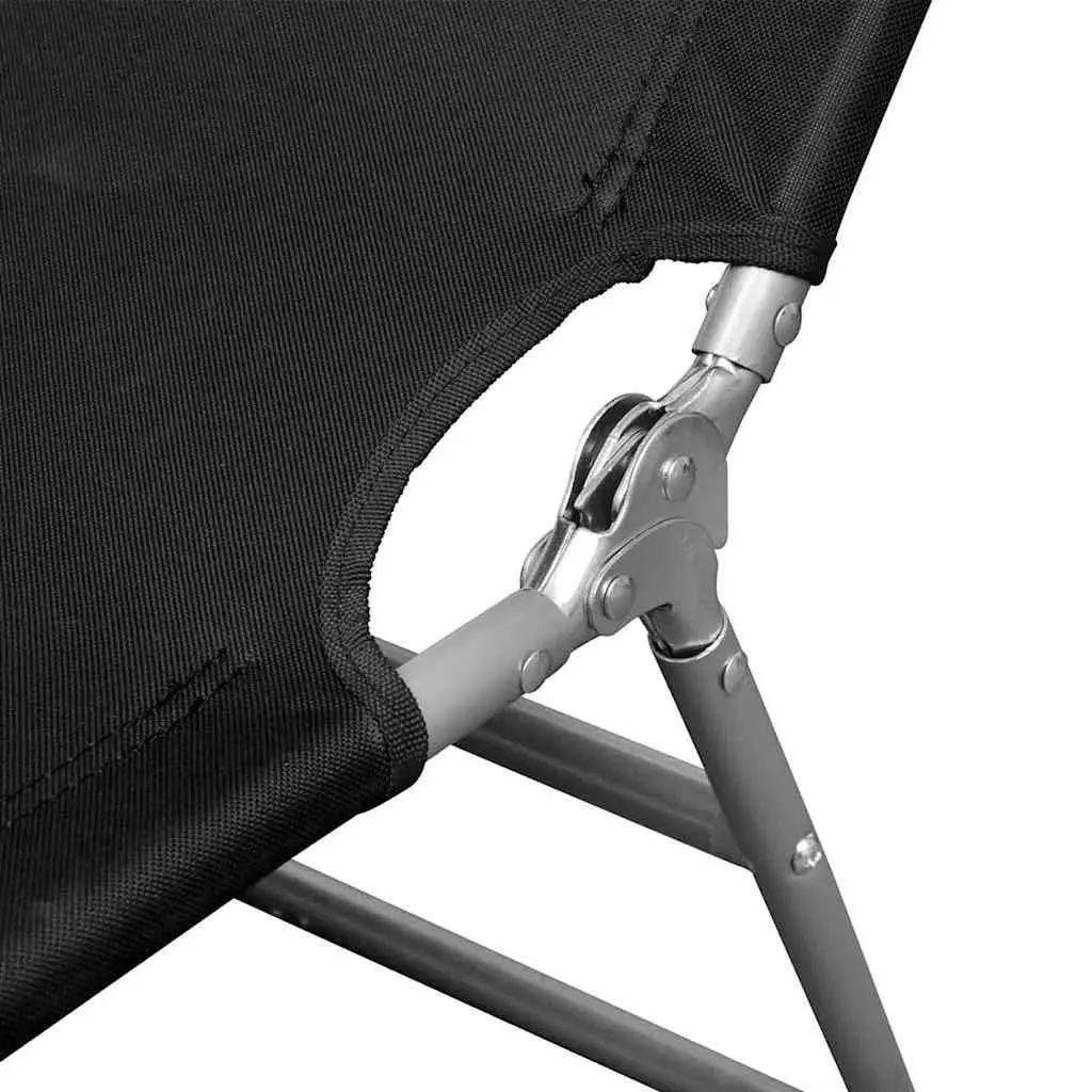 Sun Lounger Outdoor Garden Adjustable Backrest Folding Chair Black