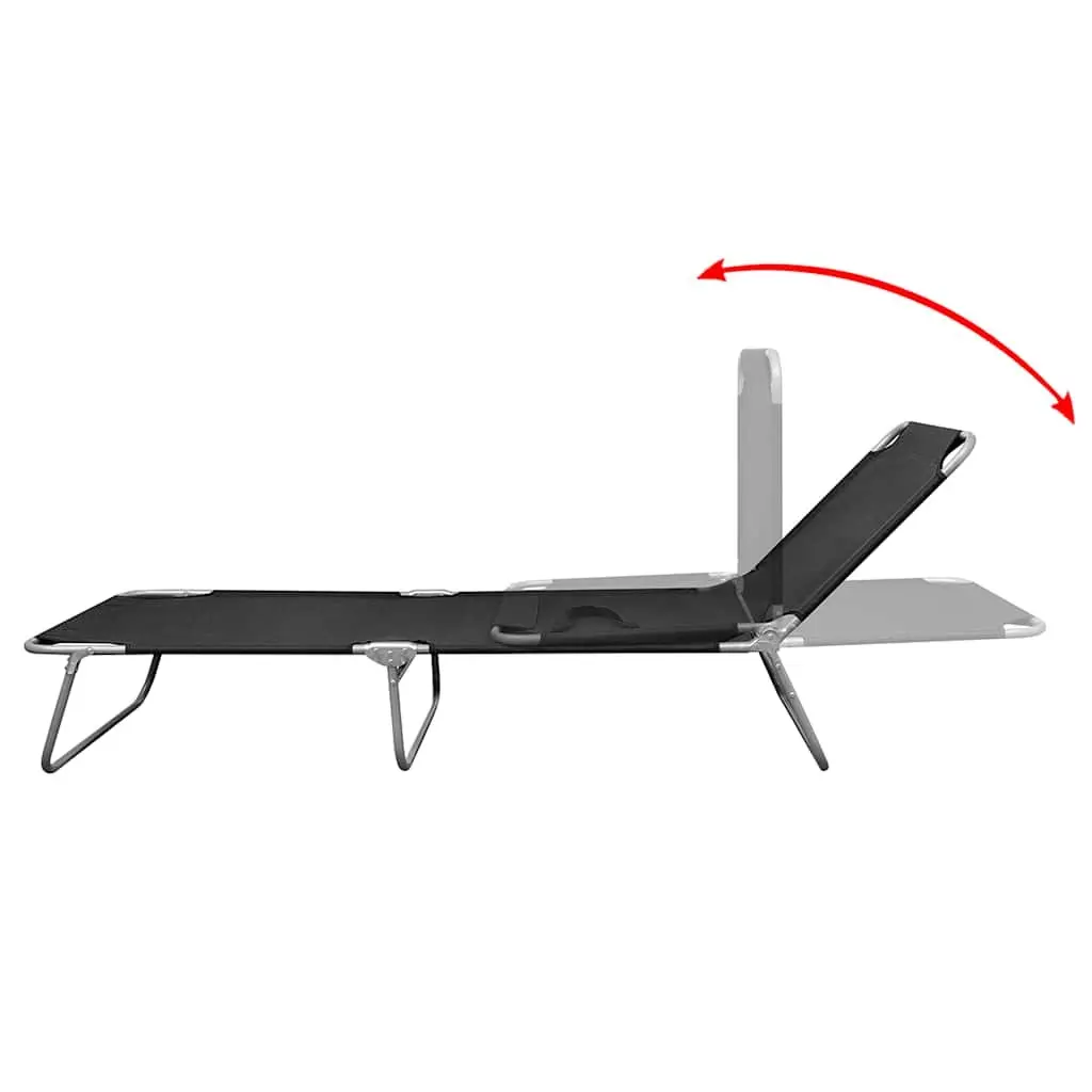 Sun Lounger Outdoor Garden Adjustable Backrest Folding Chair Black