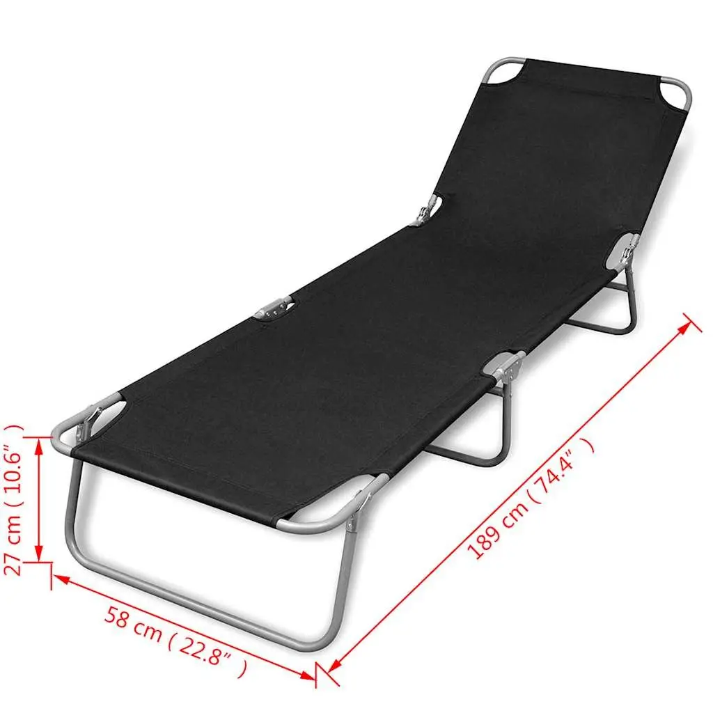 Sun Lounger Outdoor Garden Adjustable Backrest Folding Chair Black