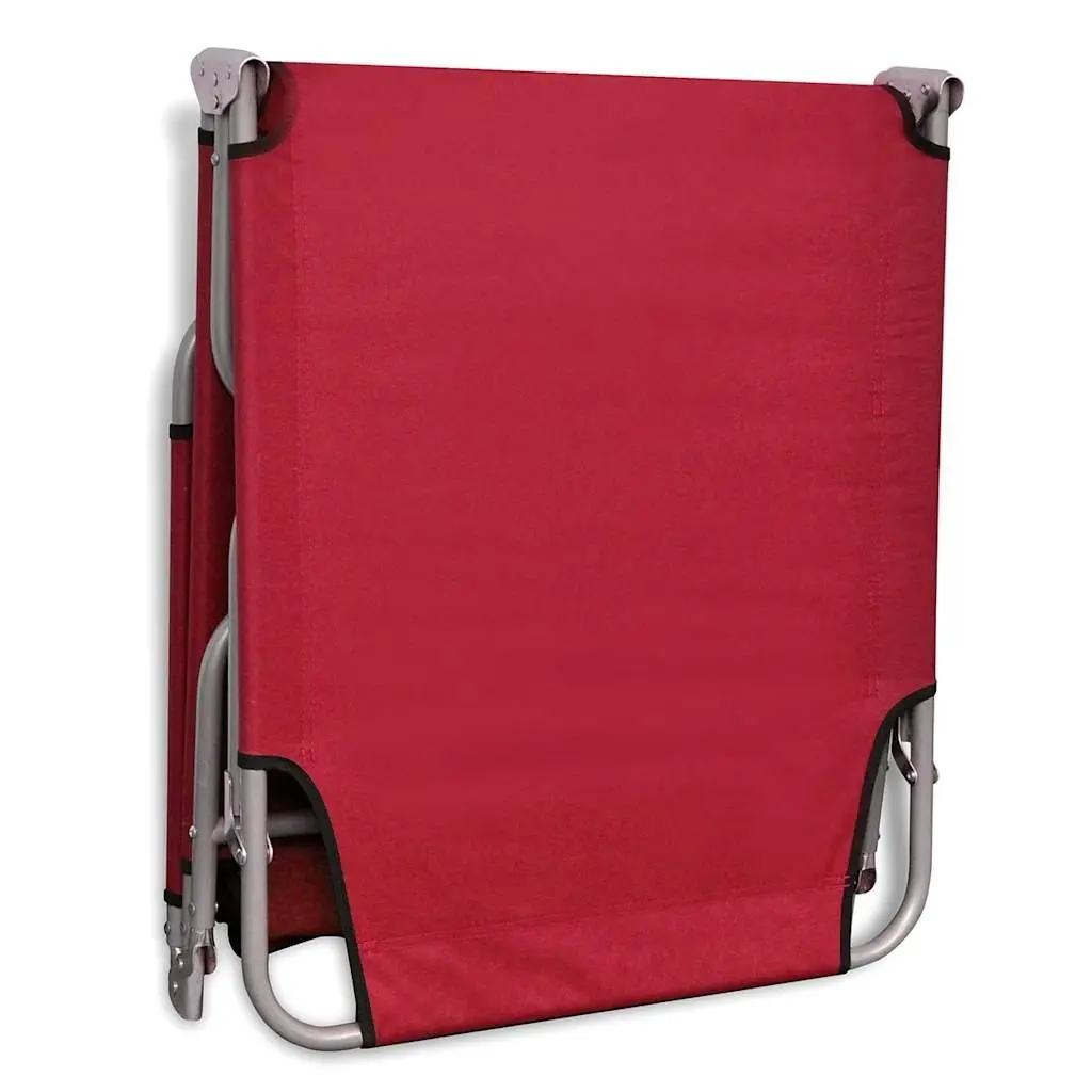 Folding Sun Lounger Outdoor Seating Adjustable Backrest Red