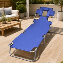 Adjustable Folding Sun Lounger with Head Cushion Details