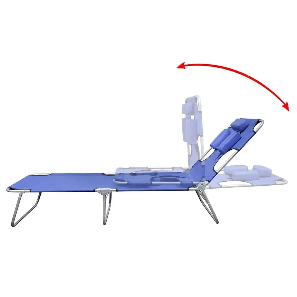 Folding Sun Lounger Outdoor Lounge Chair with Head Cushion Adjustable Backrest