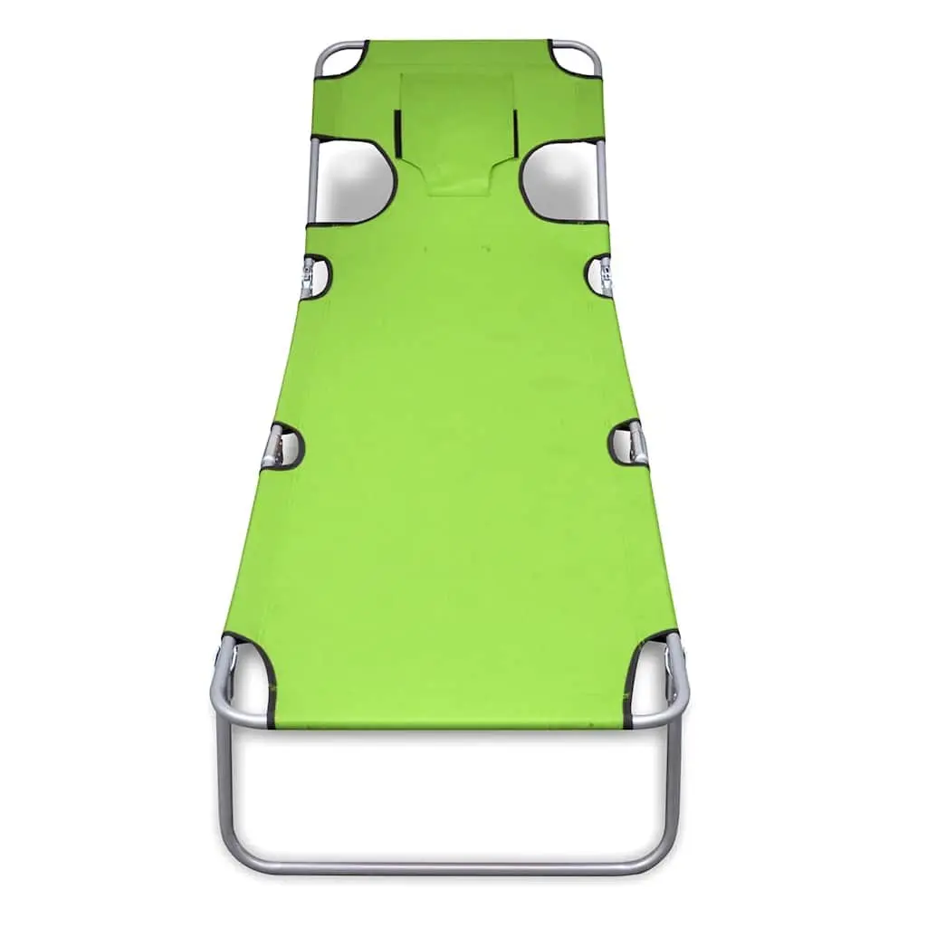 Folding Sun Lounger Outdoor Seating Green