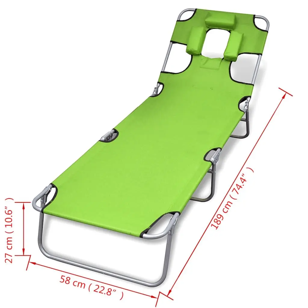 Folding Sun Lounger Outdoor Seating Green