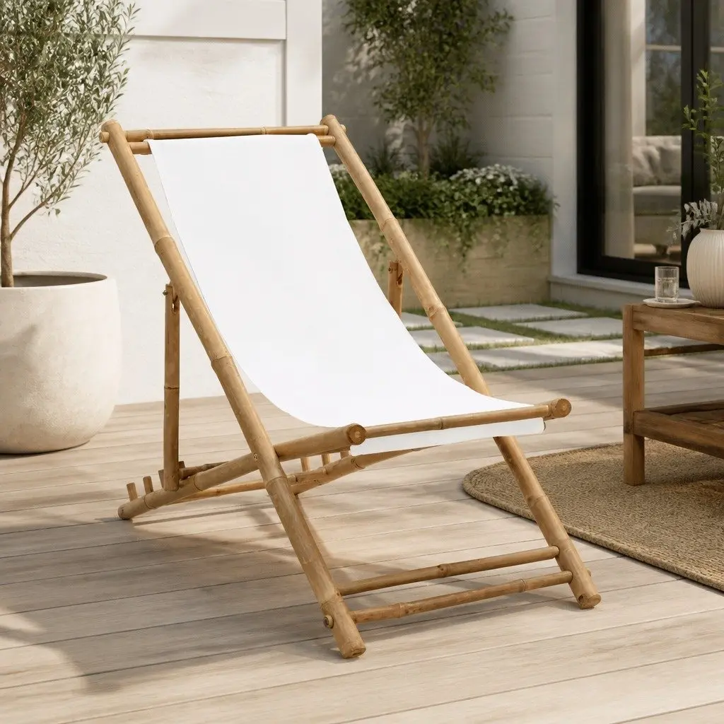 Bamboo Canvas Outdoor Deck Chair