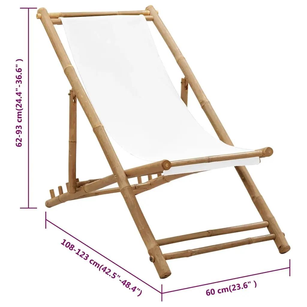 Bamboo Canvas Outdoor Deck Chair