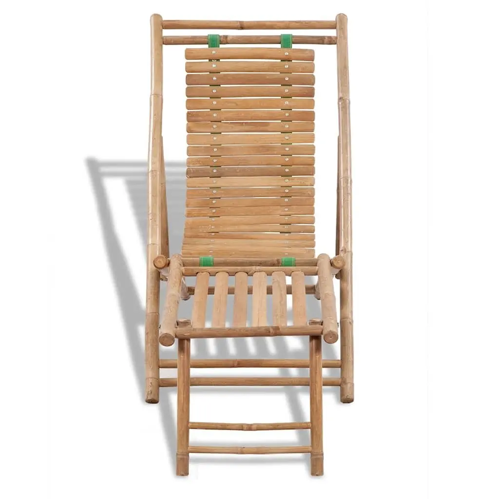 Bamboo Deck Chair for Patio Garden Relaxation with Footrest