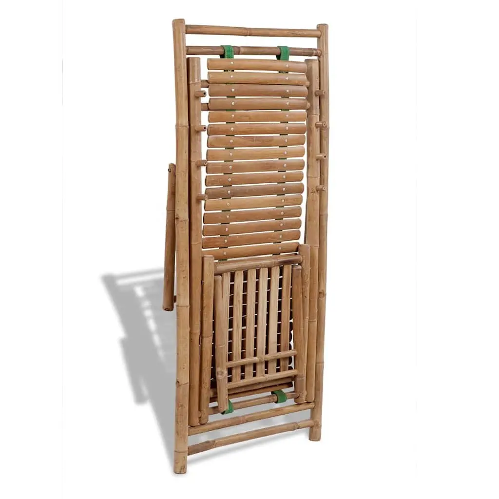 Bamboo Deck Chair for Patio Garden Relaxation with Footrest