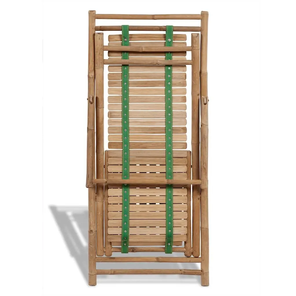 Bamboo Deck Chair for Patio Garden Relaxation with Footrest