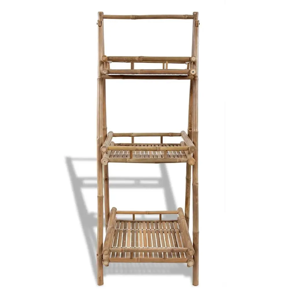 3-Tier Folding Plant Rack Bamboo Shelf Stand Garden Patio Display Organizer