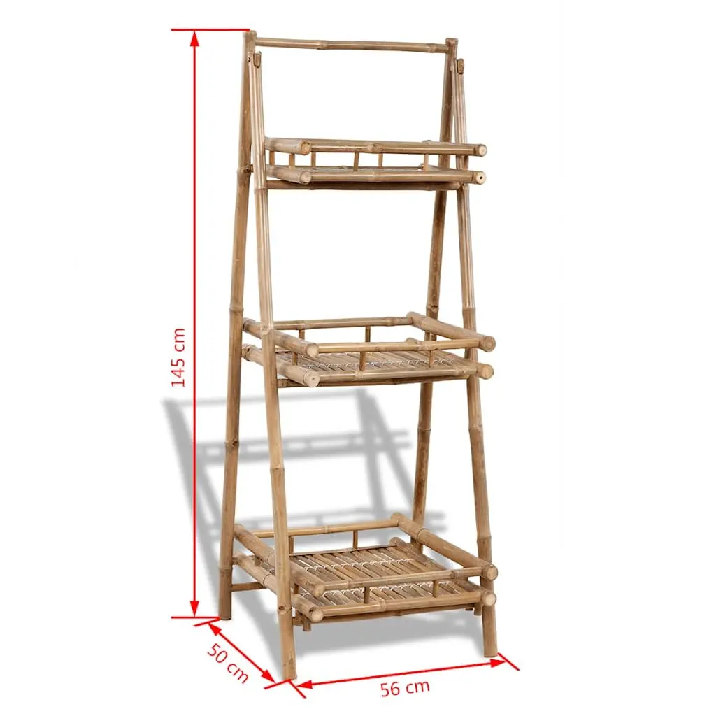 3-Tier Folding Plant Rack Bamboo Shelf Stand Garden Patio Display Organizer