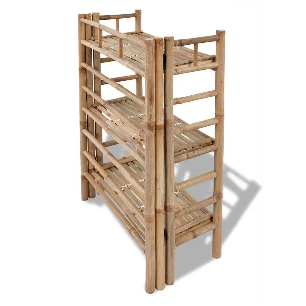 3-Tier Bamboo Plant Rack Brown Shelf Garden Patio Display Stand Organiser