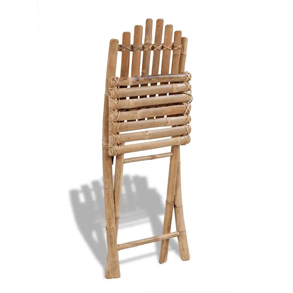 Outdoor Dining Set Brown Bamboo 5 Piece Folding Table Chairs Patio Garden