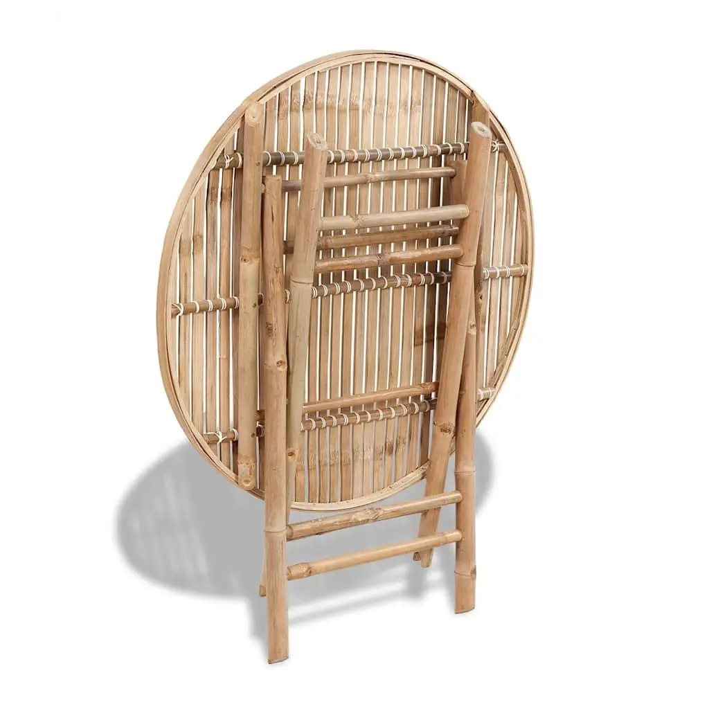 Outdoor Dining Set Brown Bamboo 5 Piece Folding Table Chairs Patio Garden