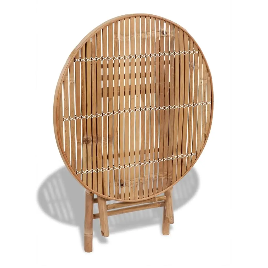 Outdoor Dining Set Brown Bamboo 5 Piece Folding Table Chairs Patio Garden