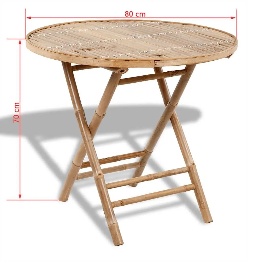 Outdoor Dining Set Brown Bamboo 5 Piece Folding Table Chairs Patio Garden