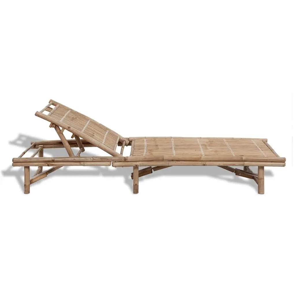 Bamboo Sun Lounger Outdoor Furniture Adjustable Reclining Chair Garden Patio