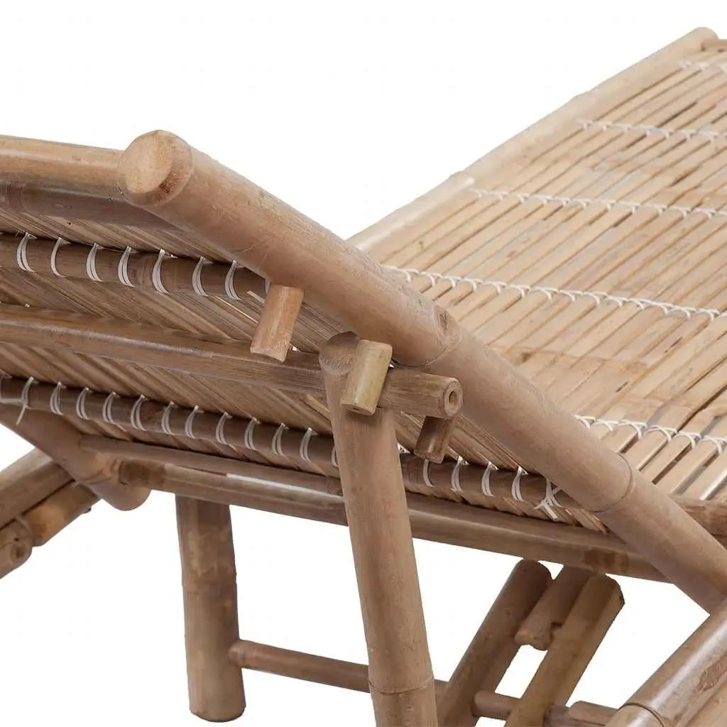 Bamboo Sun Lounger Outdoor Furniture Adjustable Reclining Chair Garden Patio