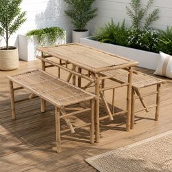 Beer Table with 2 Benches Set - 100 cm Dimensions