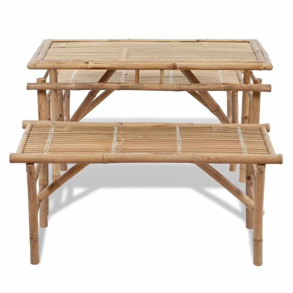 Outdoor Beer Table with 2 Benches 100 cm Foldable Garden Furniture Set Portable