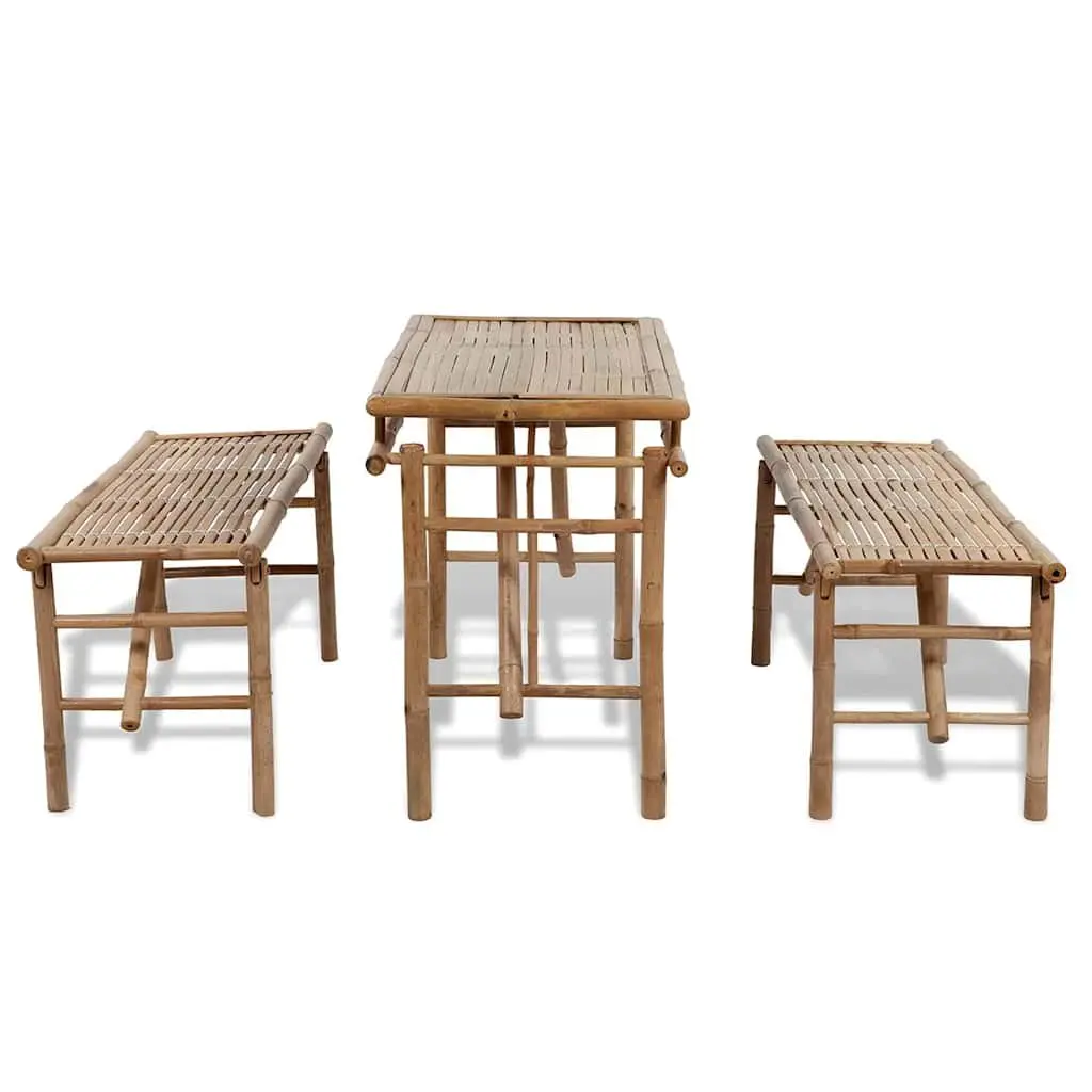Outdoor Beer Table with 2 Benches 100 cm Foldable Garden Furniture Set Portable