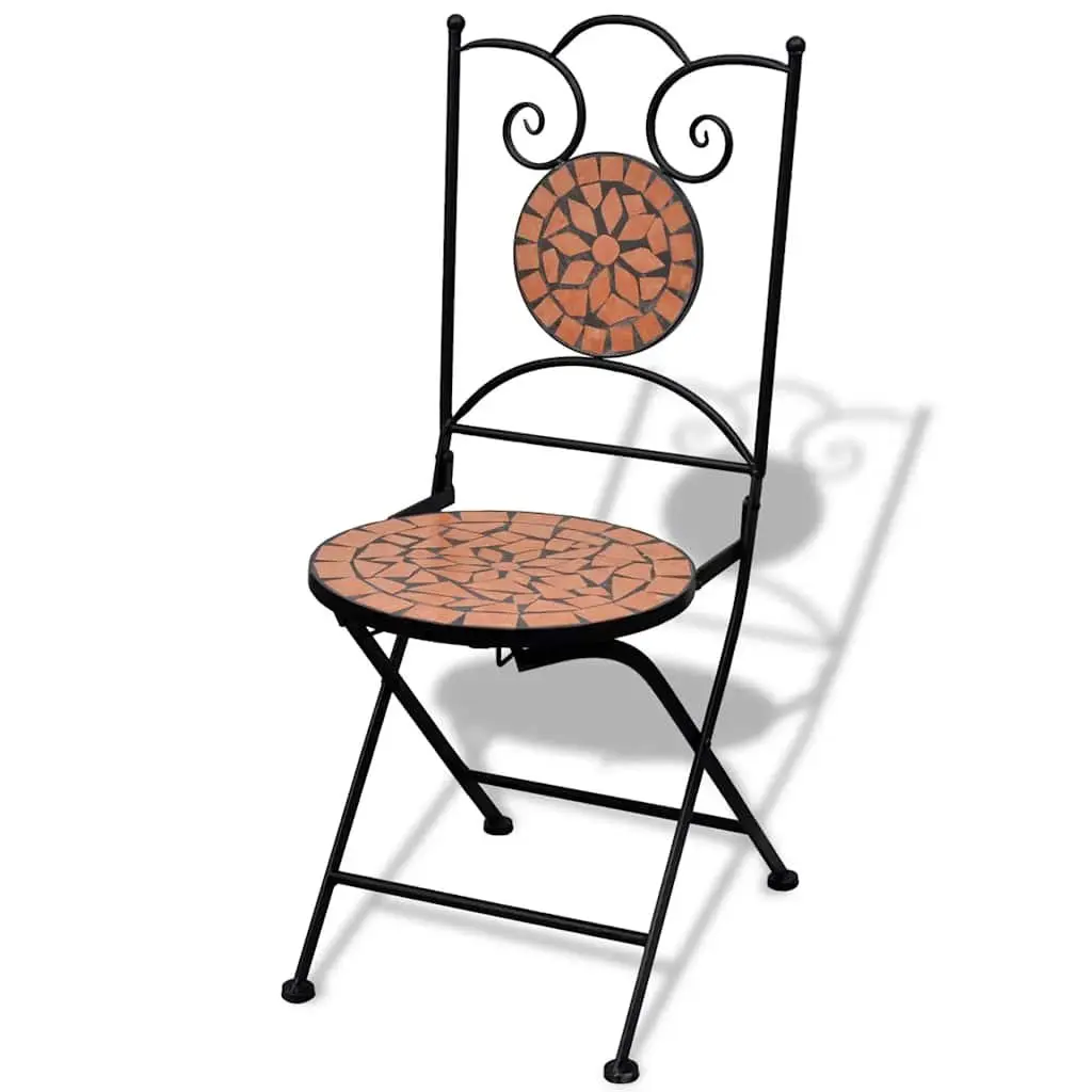 Folding Bistro Chairs 2 pcs Outdoor Garden Patio Seating Brown Ceramic