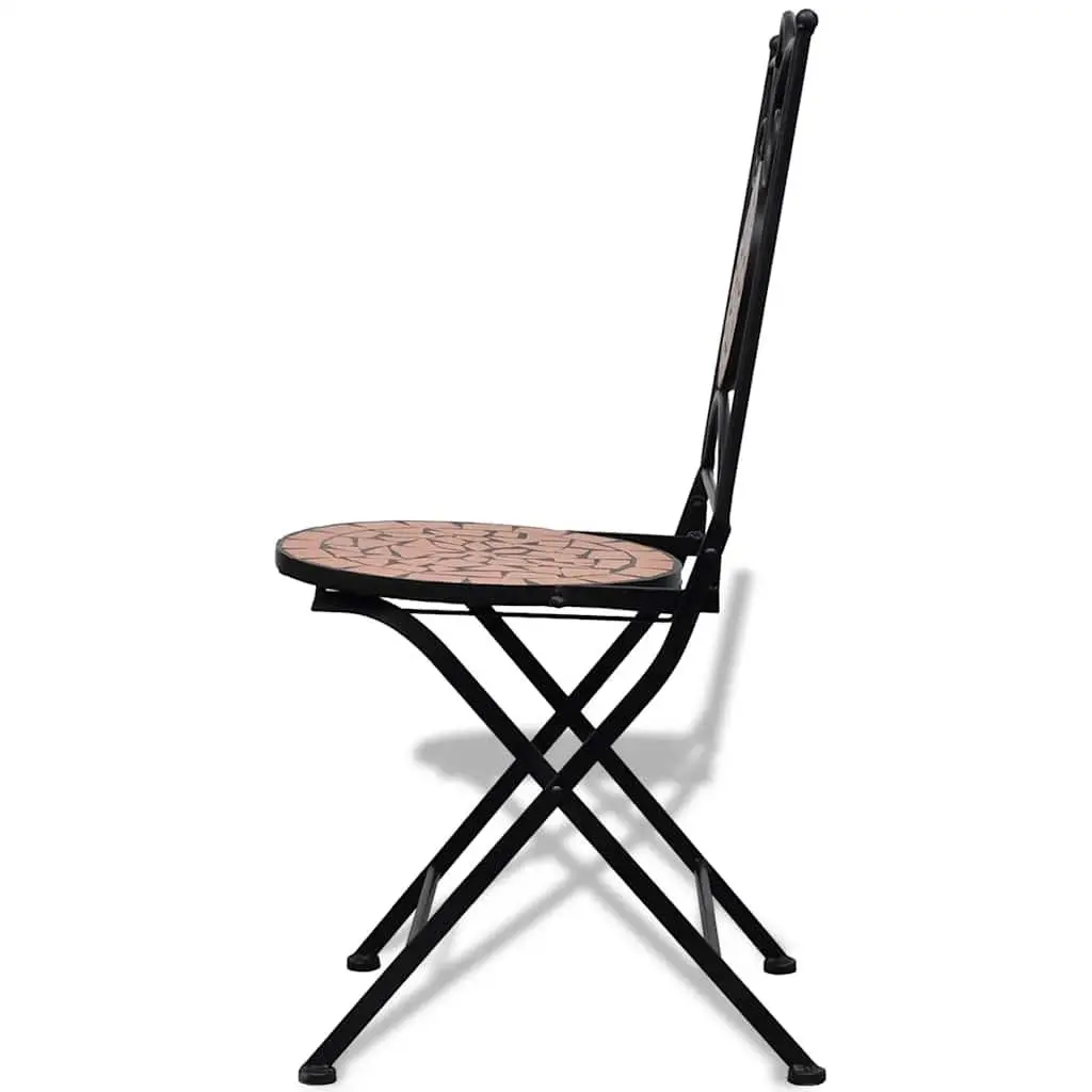 Folding Bistro Chairs 2 pcs Outdoor Garden Patio Seating Brown Ceramic