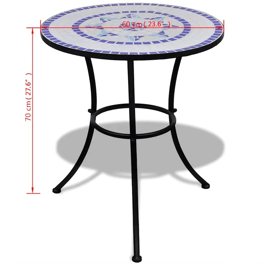 60cm Mosaic Bistro Table in Blue and White