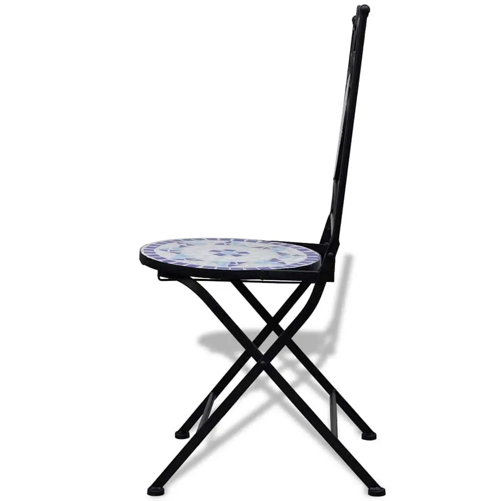 Outdoor Folding Bistro Chairs Set of 2 Garden Patio Seating Mosaic Design