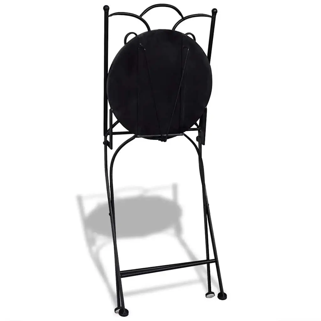 Outdoor Folding Bistro Chairs Set of 2 Garden Patio Seating Mosaic Design
