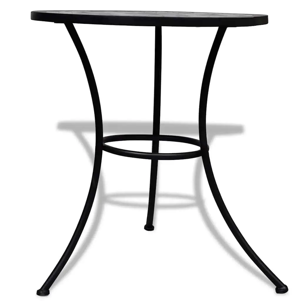 Mosaic Bistro Table Garden Balcony 60cm Black White Ceramic Top