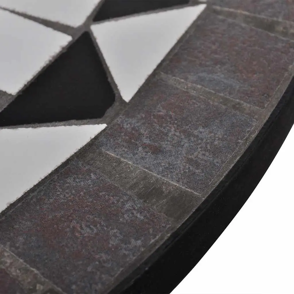 Mosaic Bistro Table Garden Balcony 60cm Black White Ceramic Top