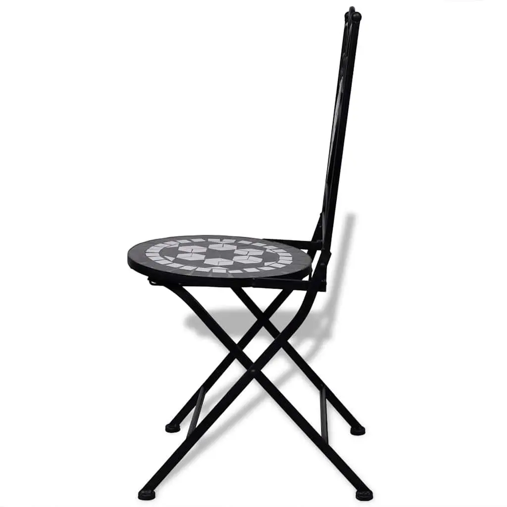 Outdoor Bistro Chairs Set 2pc Folding Garden Patio Seating Mosaic Design