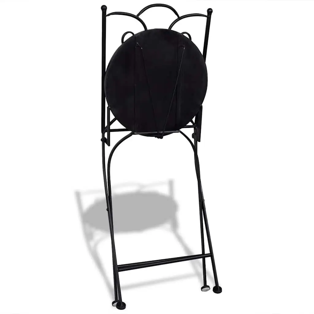 Outdoor Bistro Chairs Set 2pc Folding Garden Patio Seating Mosaic Design