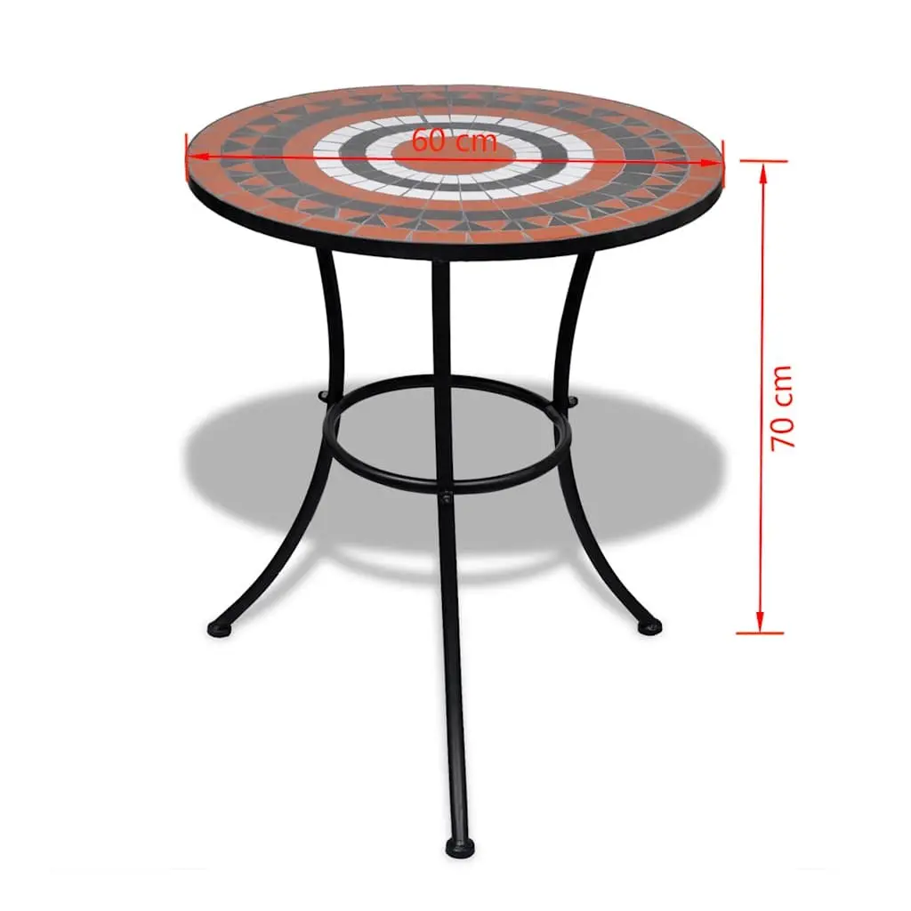 Mosaic Bistro Table 60cm Outdoor Garden Balcony Coffee Ceramic Top Iron Frame