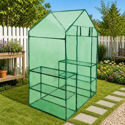 Specifications of the Walk-In Greenhouse with 4 Shelves