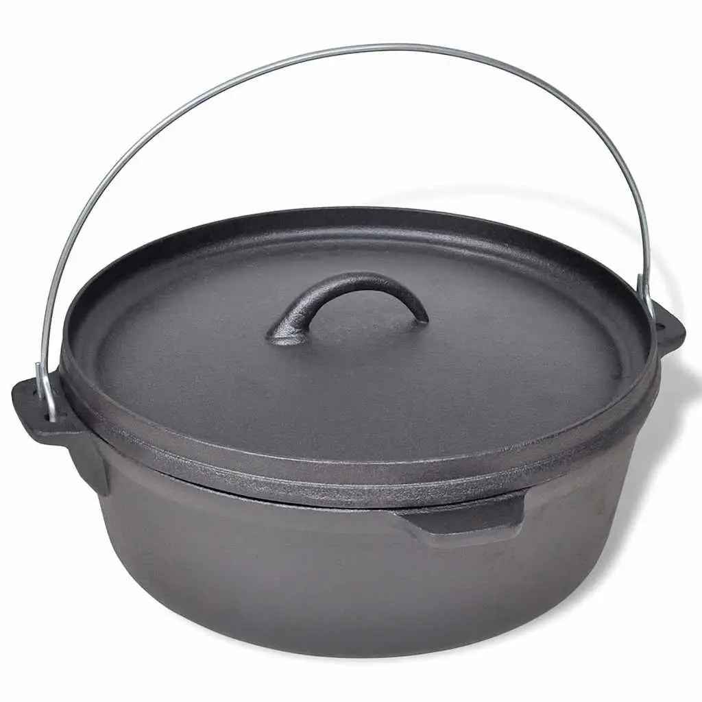 Dutch Oven for Home and Outdoor Cooking 5.6L Black Cookware Set