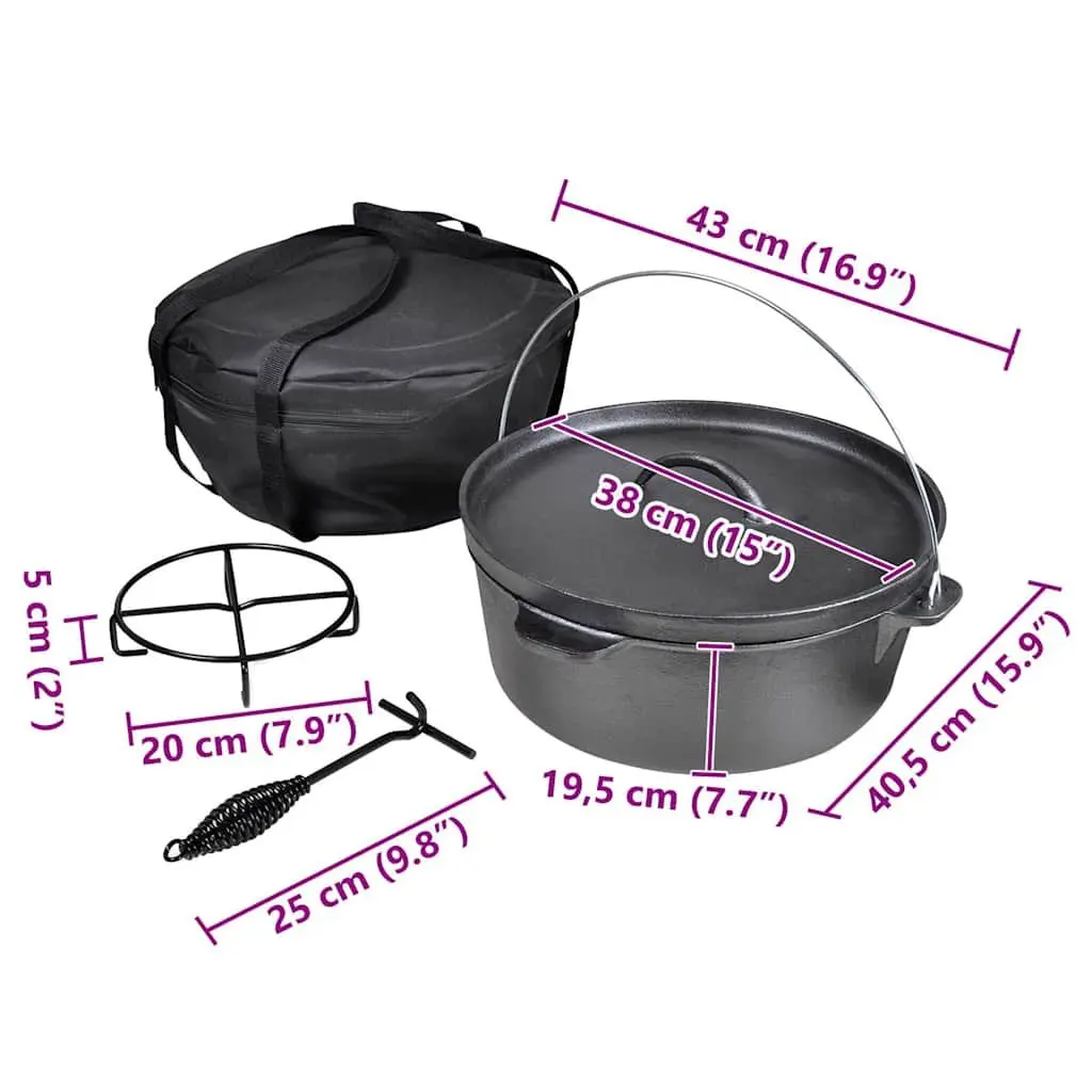 Dutch Oven for Home and Outdoor Cooking 11.3L Capacity