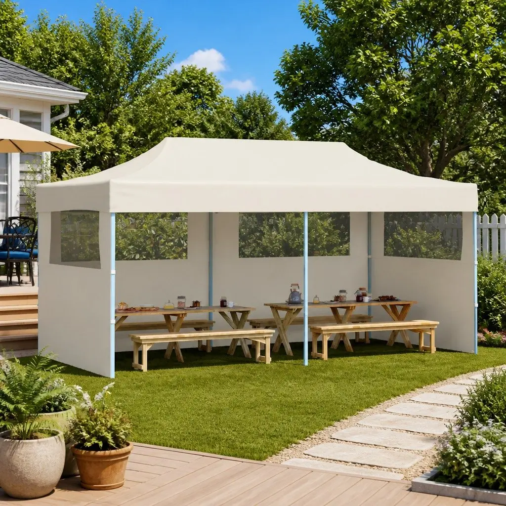Foldable Pop-up Party Tent 3 x 6 m Outdoor Gazebo Canopy Garden Event Shelter