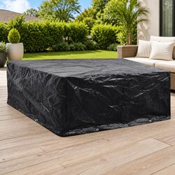 Garden Furniture Cover 260x260x90cm Black Outdoor Protector with Eyelets Rope