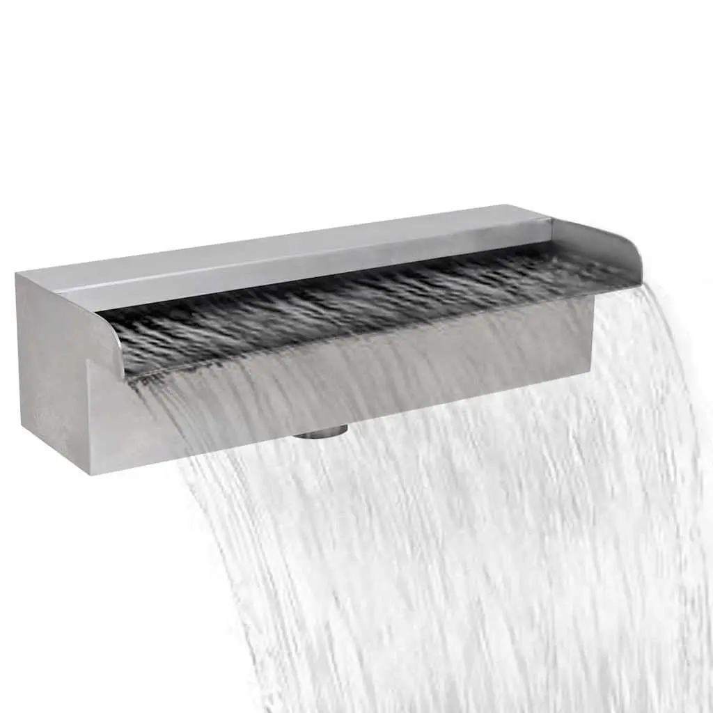 Rectangular Waterfall Pool Fountain Silver 30cm Water Feature Garden Decoration