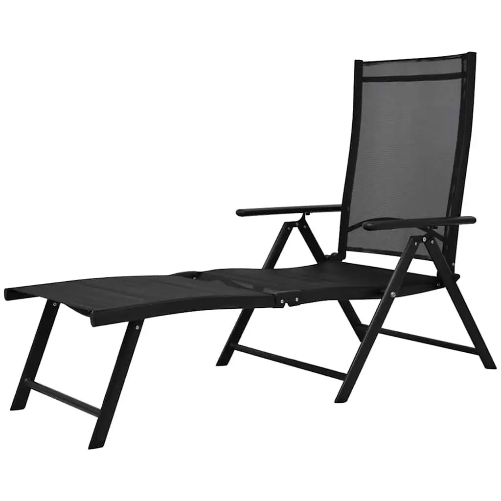 Folding Sun Lounger Outdoor Garden Beach Reclining Lounge Chair Black