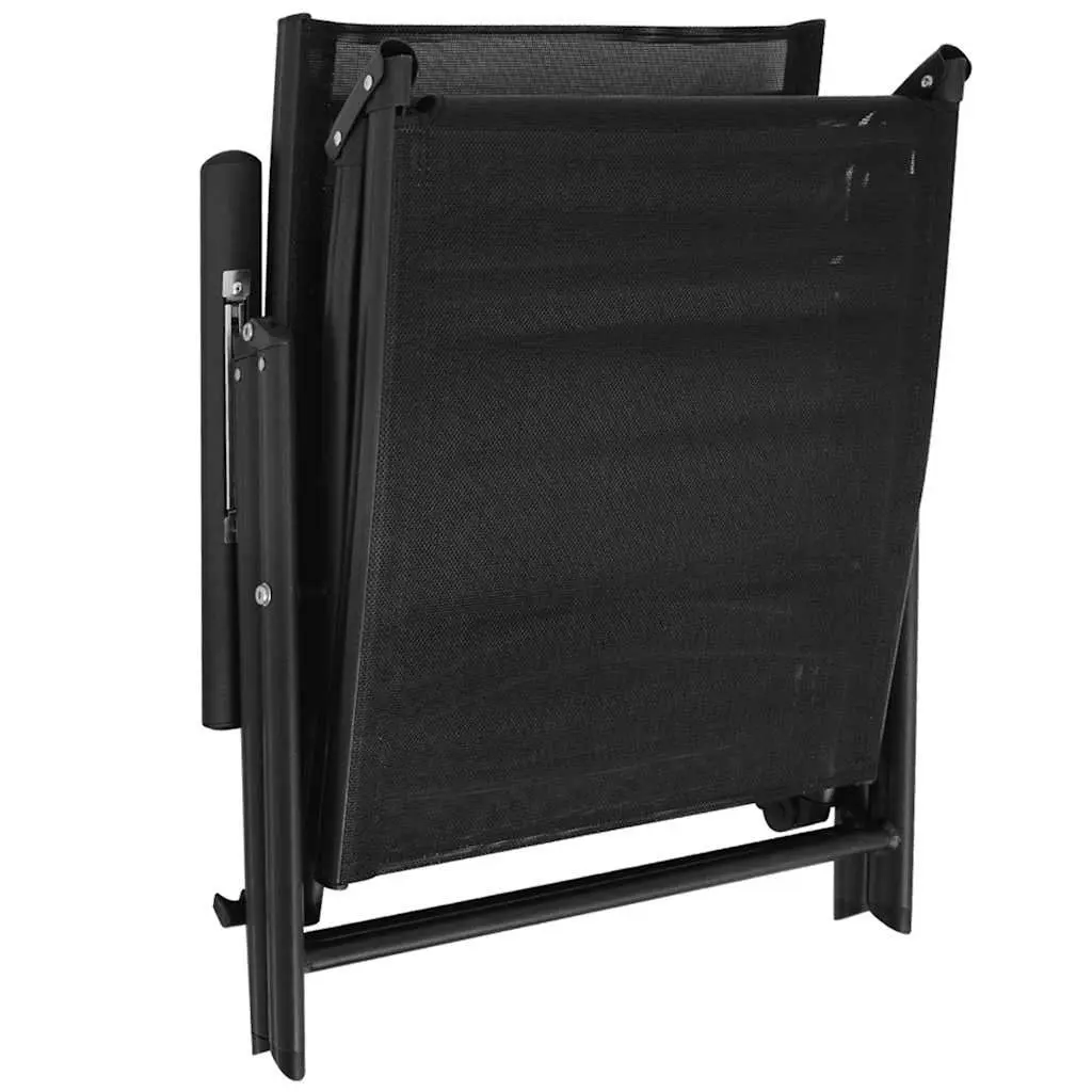 Folding Sun Lounger Outdoor Garden Beach Reclining Lounge Chair Black