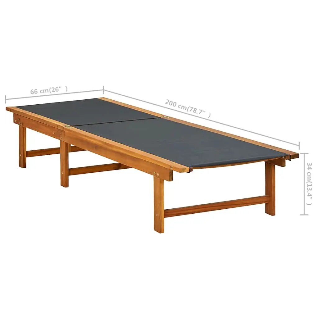 Sun Lounger Set for Outdoor Garden Adjustable Acacia Wood Textilene Brown 2 Piece