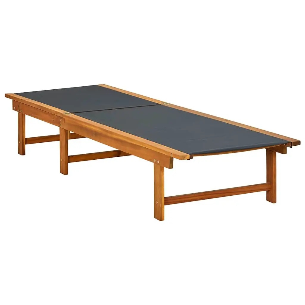 Sun Lounger Set for Outdoor Garden Adjustable Acacia Wood Textilene Brown 2 Piece